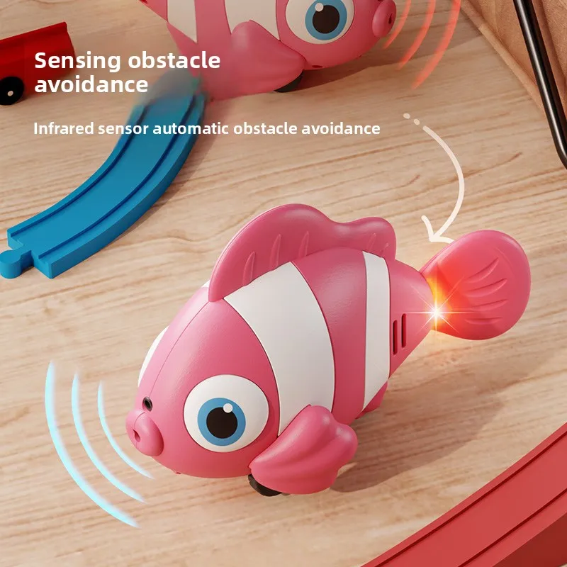 Automatic Obstacle Avoidance Crawling Toy with Music Lights Electric Fish for Babies Sensory Learning Toys To Encourage Crawling view 3