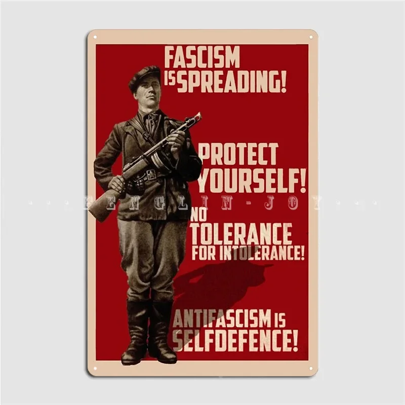 Fascism Is Spreading Protect Yourself Poster Metal Plaque Wall Pub Living Room Vintage Wall Decor Tin Sign Posters