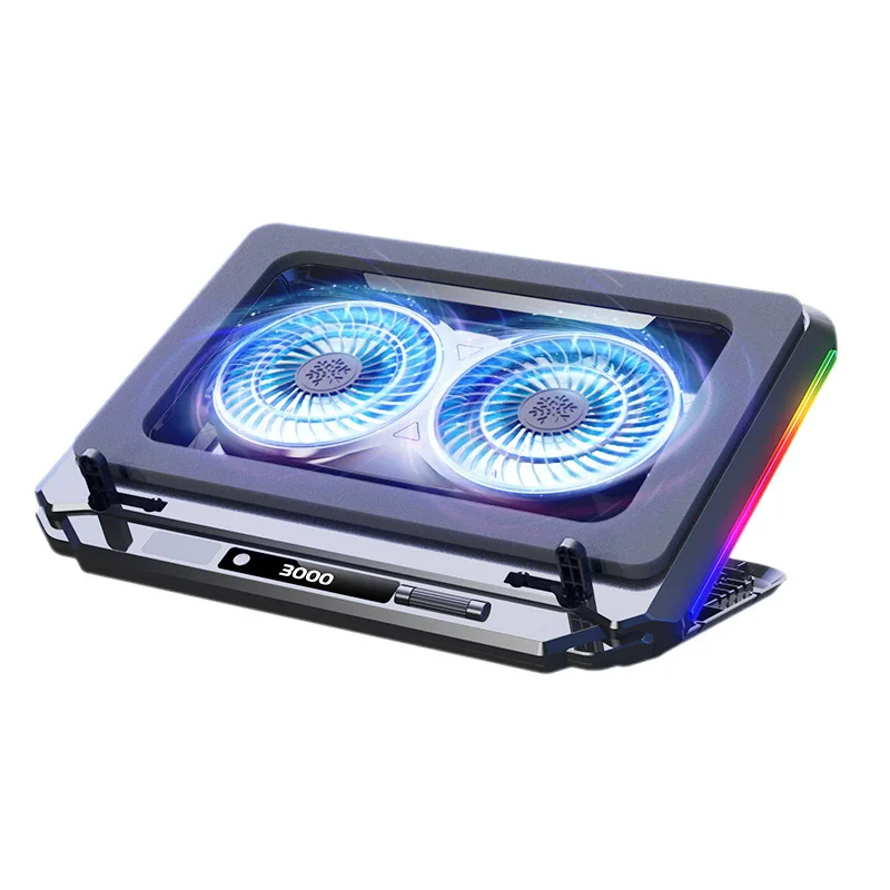 Gaming Laptop Cooling Pad for 15-21'' Notebook Cooler Stand w/ RGB Light 2 Fans 5 Angle Adjustable Laptop Bracket