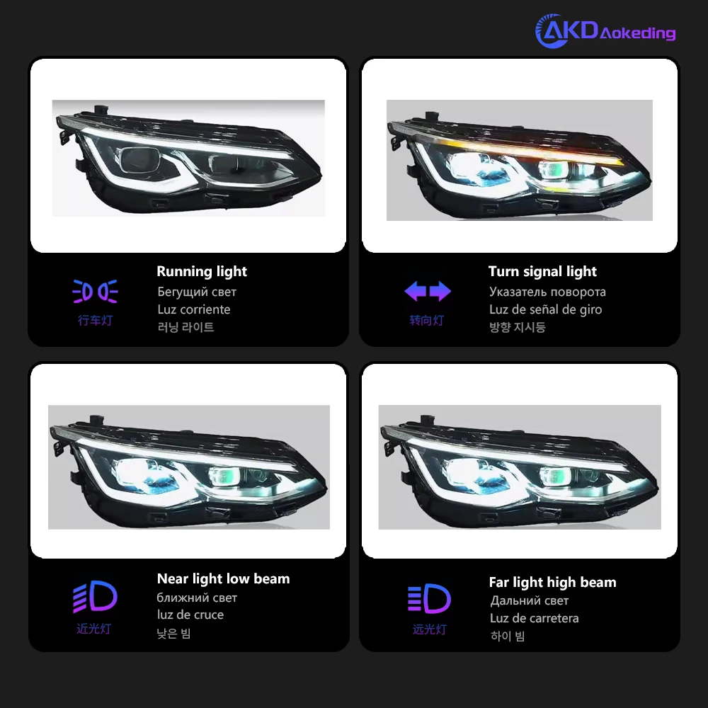 AKD Head Lamp per VW Golf 8 MK8 LED Headlight 2021-2024 fari Golf 8 DRL indicatori di direzione High Beam Angel Eye obiettivo del proiettore