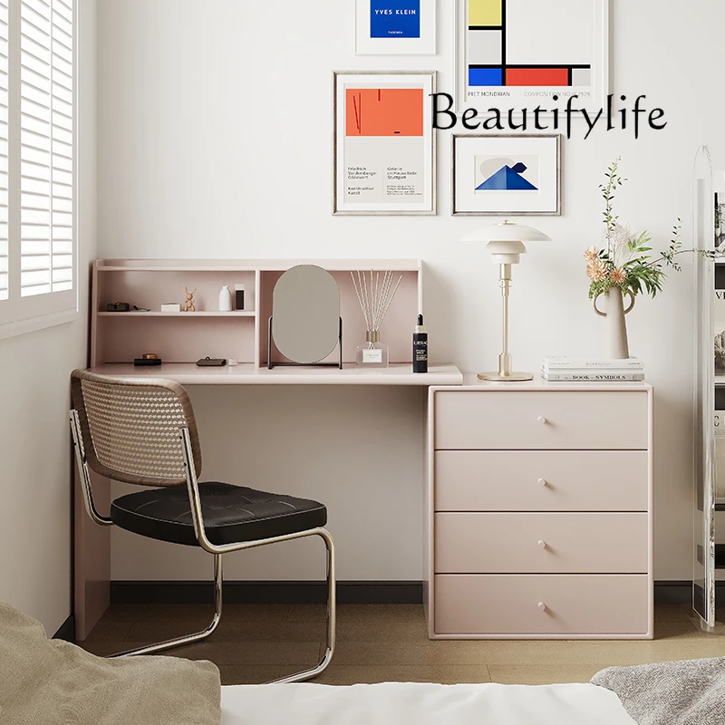 

Dresser storage chest integrated bedroom cream wind solid wood modern simple corner makeup table