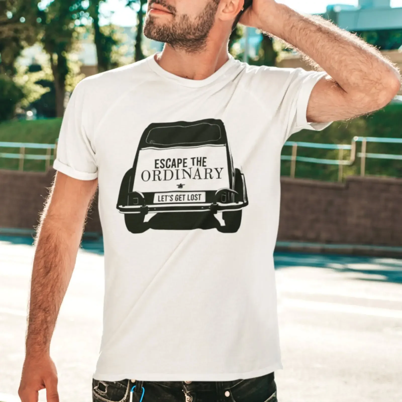 oldtimer 2cv Ente Escape the Ordinary T Shirt vintage Washed streetwear Comfortable graphic Stretched Slightly