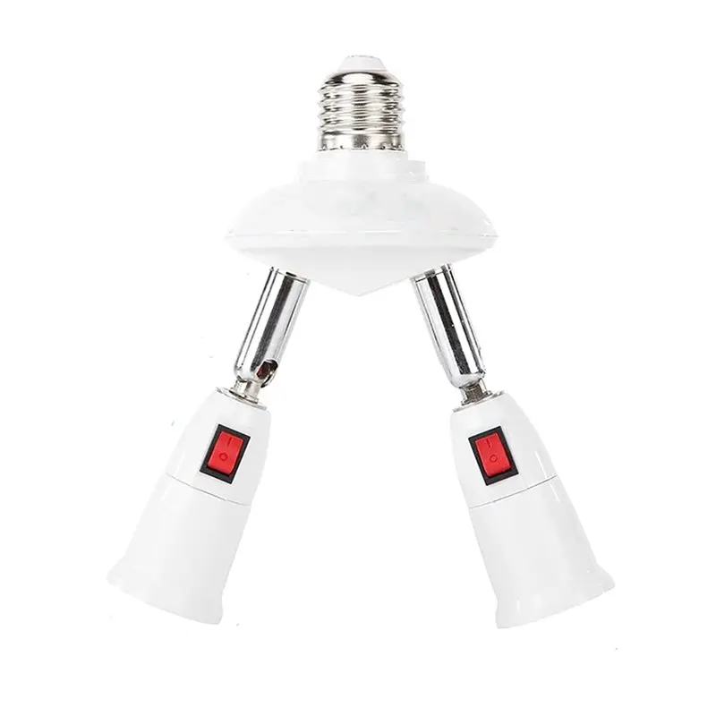 【FITTING】4X 360 Degree Adjustable - 2 In 1 E27 Splitter Socket Adapter. E27 Standard LED Bulb Socket Adapter