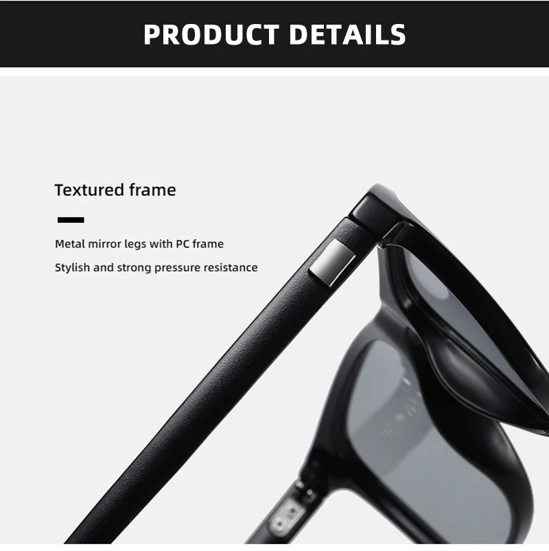 Luxus Quadratische Photochrome Sonnenbrille Männer Frauen Klassische Schwarz Polarisierte Sonnenbrille Männlich Hohe Qualität Chameleon Driving Shades – Detail 6