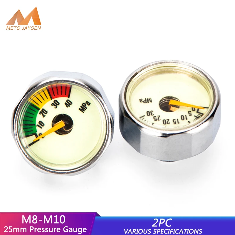 

5Mpa 10Mpa 20Mpa 30Mpa 35Mpa 40Mpa Pump Diving Valve 25mm M8x1 Thread 1 Inch Mini Pressure Gauge M10x1 Scuba Manometer 2pcs/set