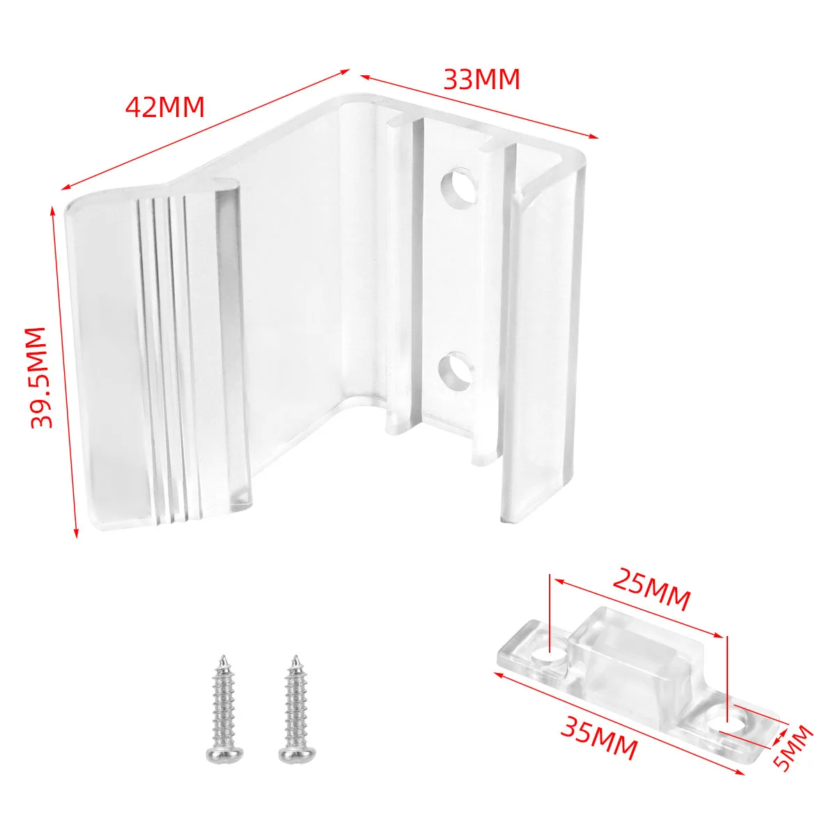 A transparent plastic sliding door latch, suitable for RVs, travel trailers, etc