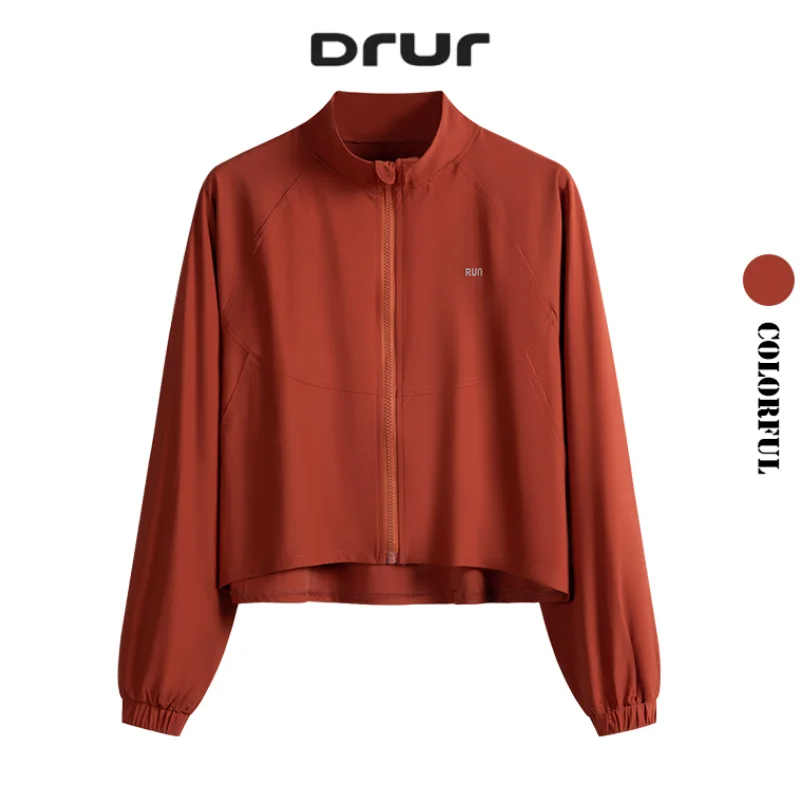 

DRUR женская легкая ветрозащитная куртка для бега кленовый красный топ на молнии для тренировок с длинными рукавами укороченные куртки для йоги в тренажерном зале спортивная одежда