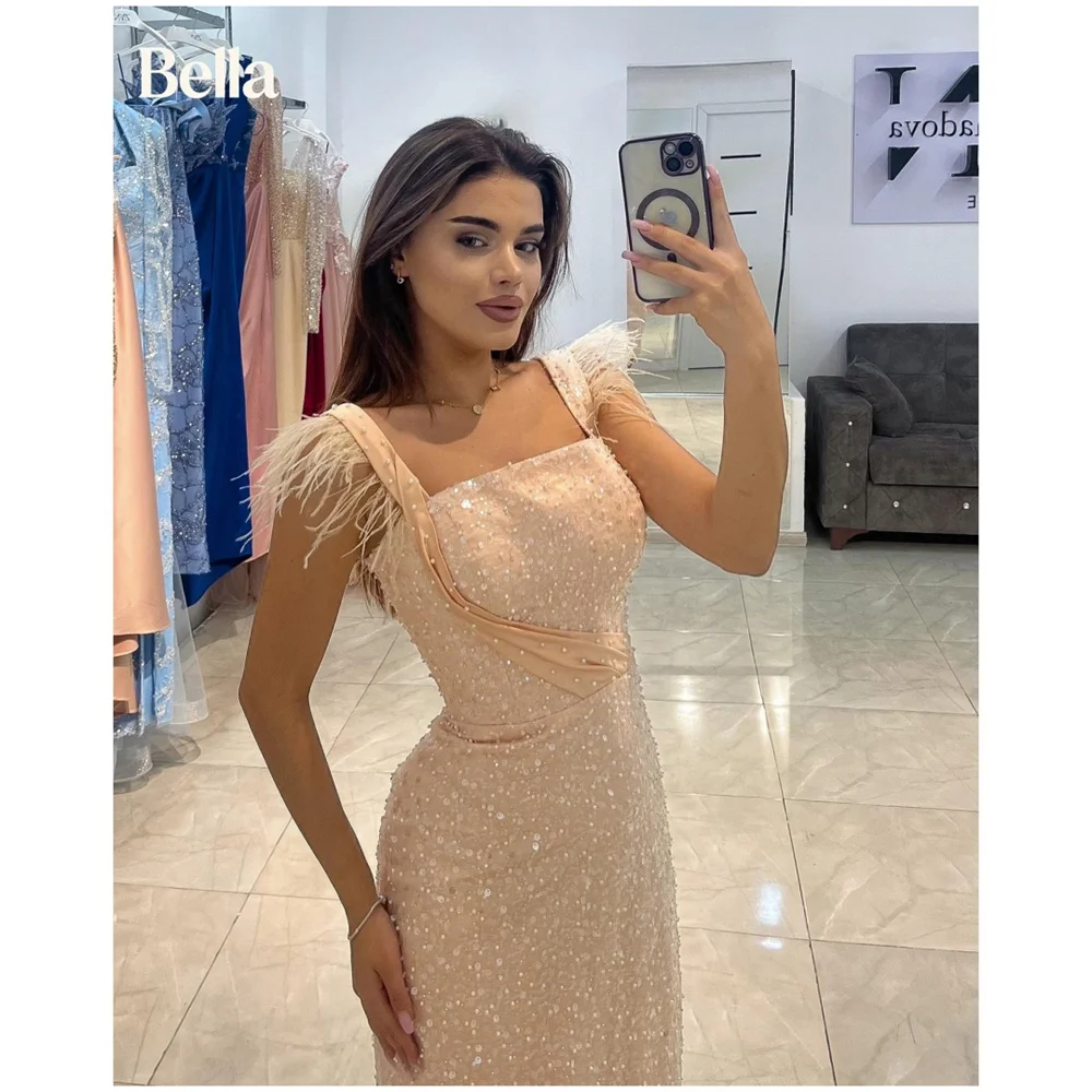 Vestido de noche color crema champán estilo sirena personalizado Bella, vestido de fiesta de compromiso, vestido de gala maxi brillante y lujoso, vestido de novia