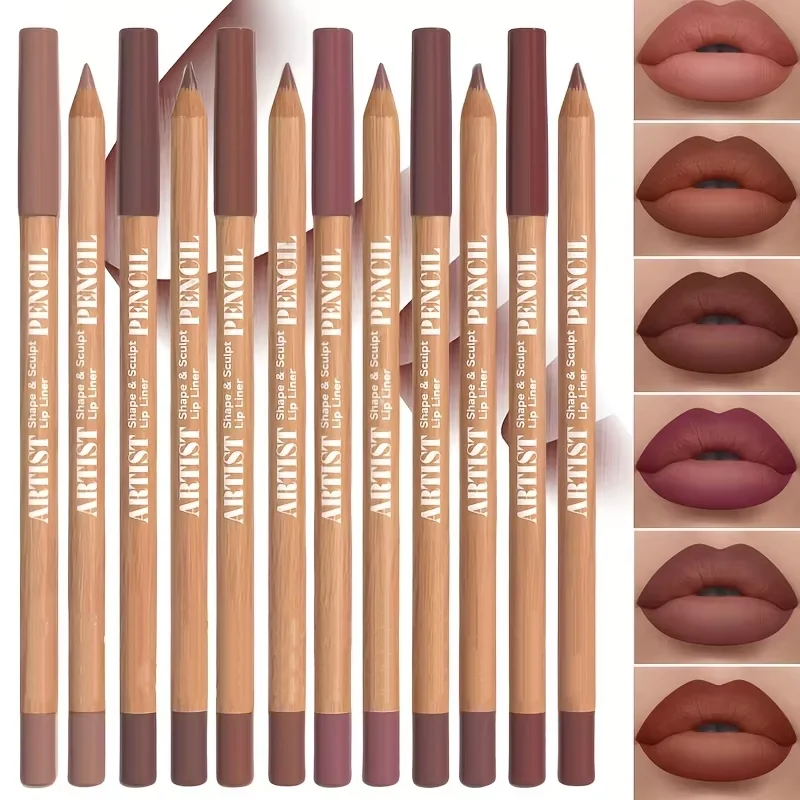 6-teiliges samtmattes Lipliner-Set – langanhaltende, vielseitige Farbtöne, langanhaltendes Lippen-Make-up, Beere, braun, rosa Lippenstift – Detail 5
