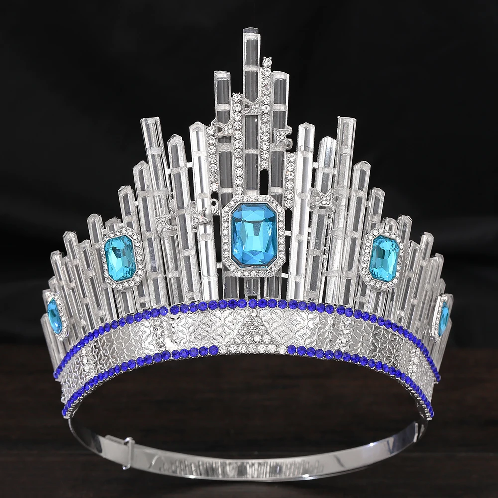 Adjustable Beauty Queen Miss Universe Tiara Crown Queen Rhinestone Headpiece Party Stage Pageant Gifts Hair Jewelry Accessories