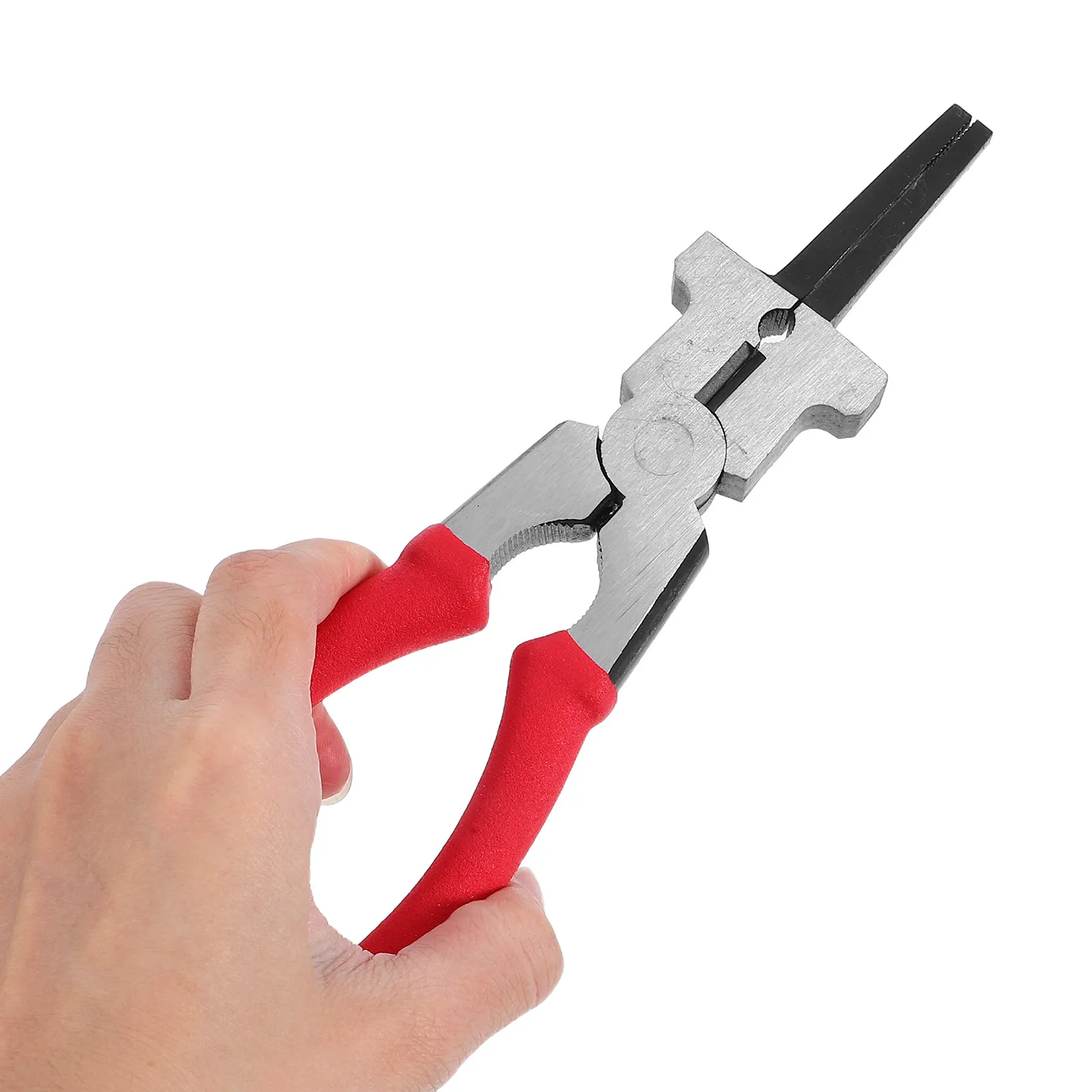 

Carbon Steel Welding Pliers 7.86 Inch Multifunctional Long Nose Mig Pliers Insulated Handle Wire Cutter Nozzle Removal Welder
