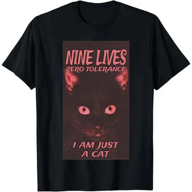 

Nine Lives Zero Tolerance Funny Black Cat Lover Gift Graphic T‑Shirt