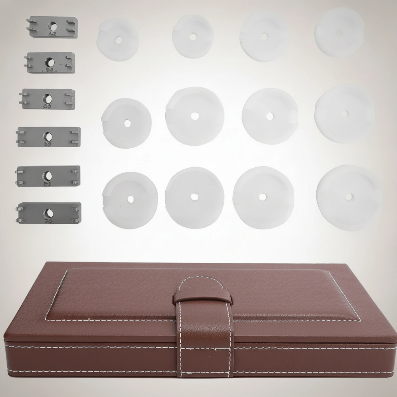 18 Pieces Fitted Insert Watch Press Kit Threaded Openings Stable Watch Repair Kit for Watchmakers
