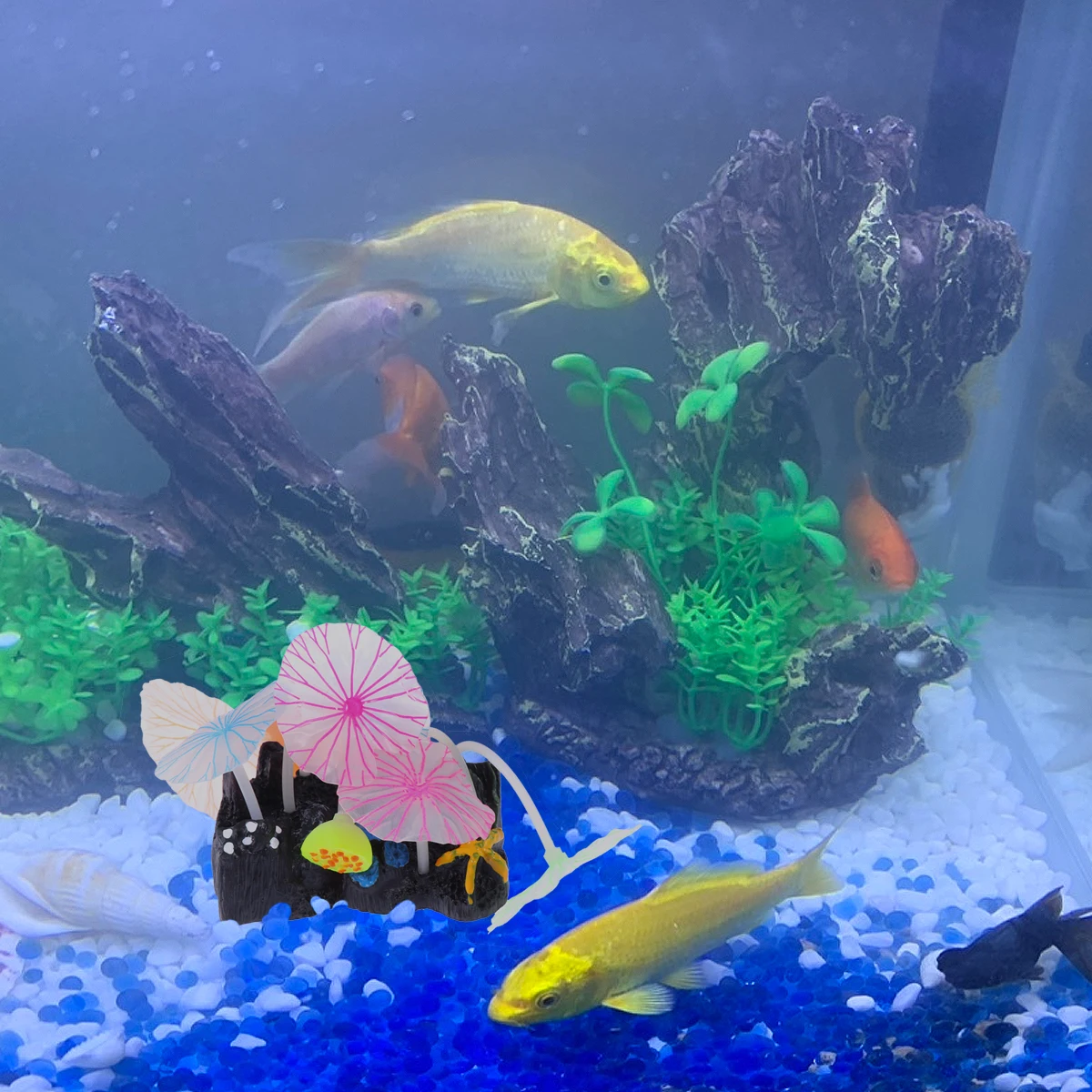

6pcs Luminous Aquarium Decoration Fish Tank Plants Eco-Friendly Silicone Realistic Ornament For Fresh Salt Water Tanks Lifelike
