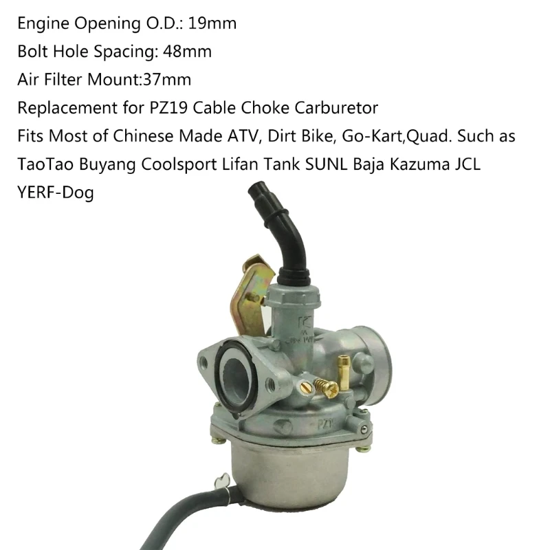 Durable ATMTADB102 PZ19 Cable Choke Carburetor Quad Dirt Bike 19mm Carb TaoTao Buyang Coolsport Lifan for Tank SUNL Baja