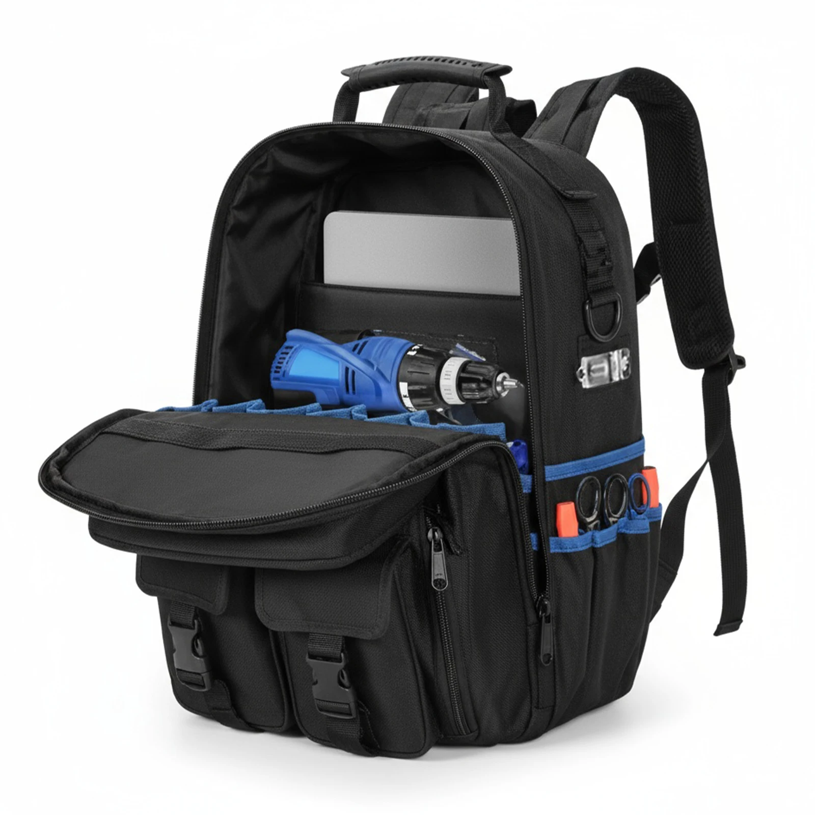 Multi-Compartment Organizer Bag Wear Resist Professional Work Shoulder Bag Large Capacity for Construction Contractors Plumbing