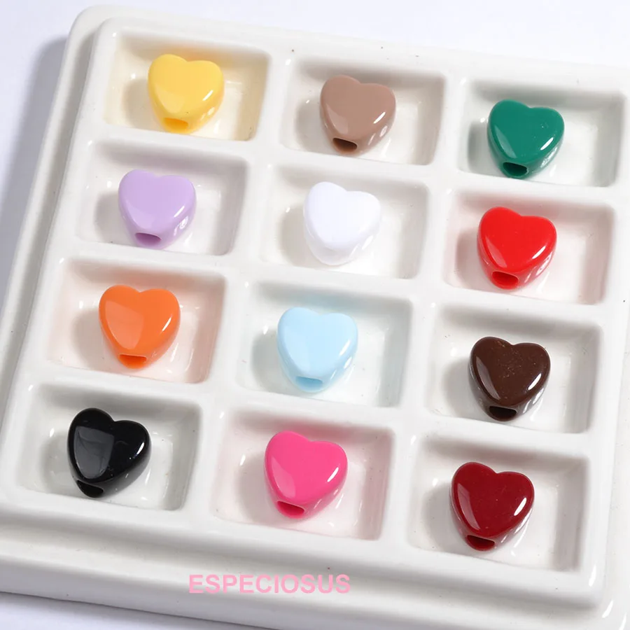 11MM Geschilderd Multi Color Acryl Hartvormig Groot Gat Losse Kralen DIY Sieraden Accessoires Ketting Fittings Afdelingen Spacer