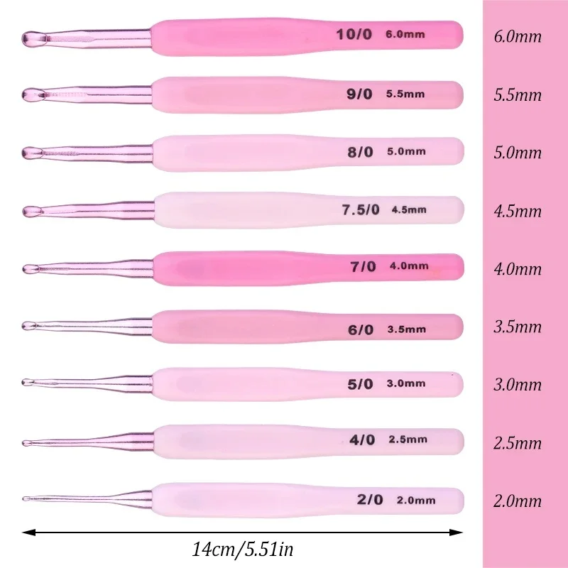 KRABALL Crochet Hooks Set Pink Color Plastic Handle Knitting Hook Needles For Crocheting Knit DIY Sewing Accessories Knit Tools