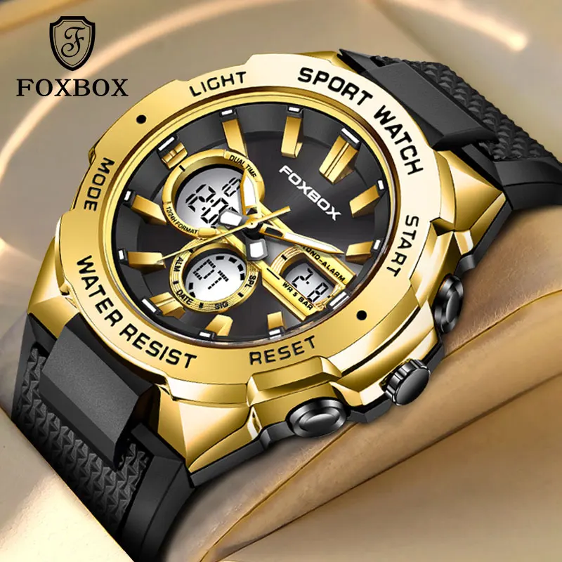 

Новые военные часы FOXBOX для мужчин: роскошные спортивные наручные часы с хронографом и будильником ​ Водонепроницаемые кварцевые большие цифровые мужские часы