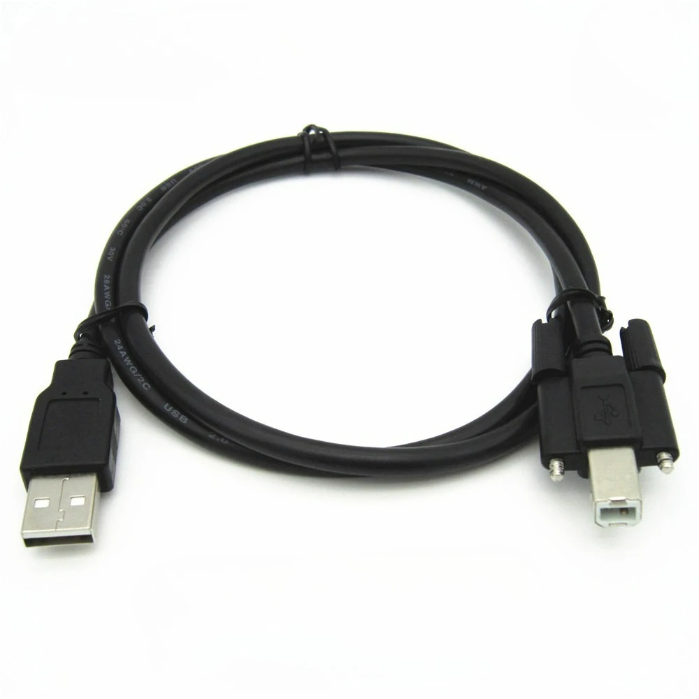 USB2.0 A Male To B Male Panel Mount Printer Cable With Fixing Screw Holes 1/1.5/3/5M For Scanner Industrial Equipment