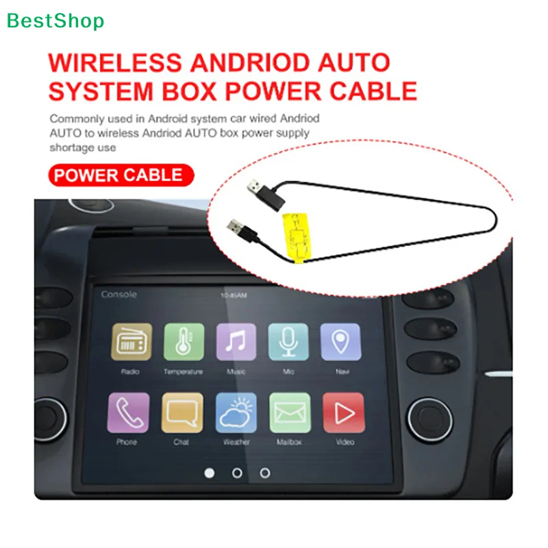 ★Wireless CarPlay Ai Box Power Cable Android Auto Converter Two-Point Line Prevent Restart Stable Power Supply