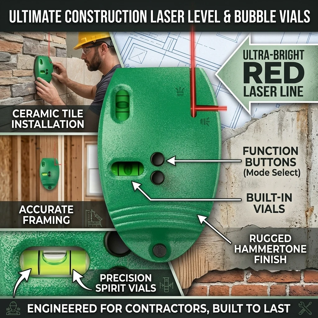 90° Laser Level Infrared Line Marker High Precision Self Leveling Red Beam Portable Measuring Tool for Wall Tile Construction