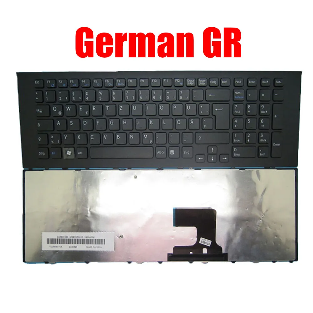 GR German Laptop Keyboard For SONY VPCEJ VPC-EJ 148971961 AEHK2G00010 32N00173 V116646G With Frame New