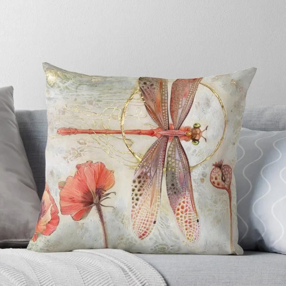 Red Jewel Damselfly Throw Pillow Decorative Cushion Cover home decor items Pillow