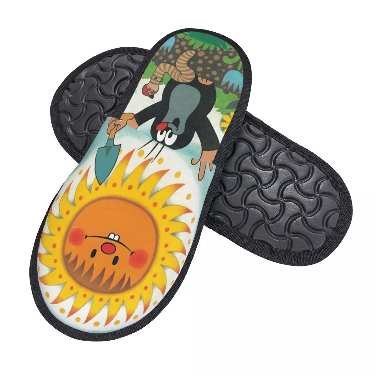 Custom The Little Mole Soft Scuff With Memory Foam Slippers Women Cute Cartoon Hotel House Shoes