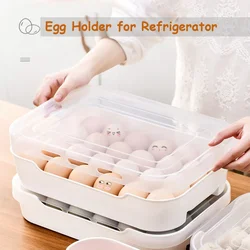 Egg Holder for Refrigerator Plastic Stackable Egg Tray with Lid Egg Storage Container Box Eggs Organizer Bin for Fridge 24 Eggs