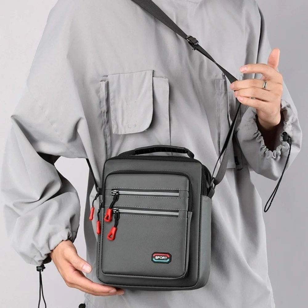 

Square Men Crossbody Bag Single Shoulder Multi-layer Nylon Shoulder Bag Multifunctional Solid Color Business Messenger Bag