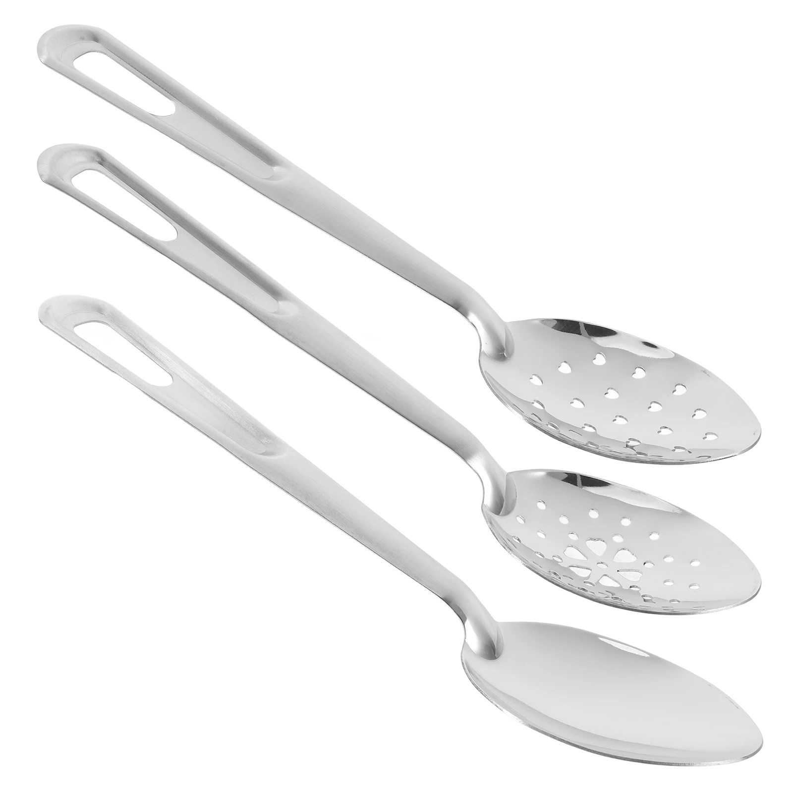 

3 Pcs Steel Spoon Set Slotted Reusable Serving Utensils Serving Utensils Kitchen Supply Household Catering Buffet