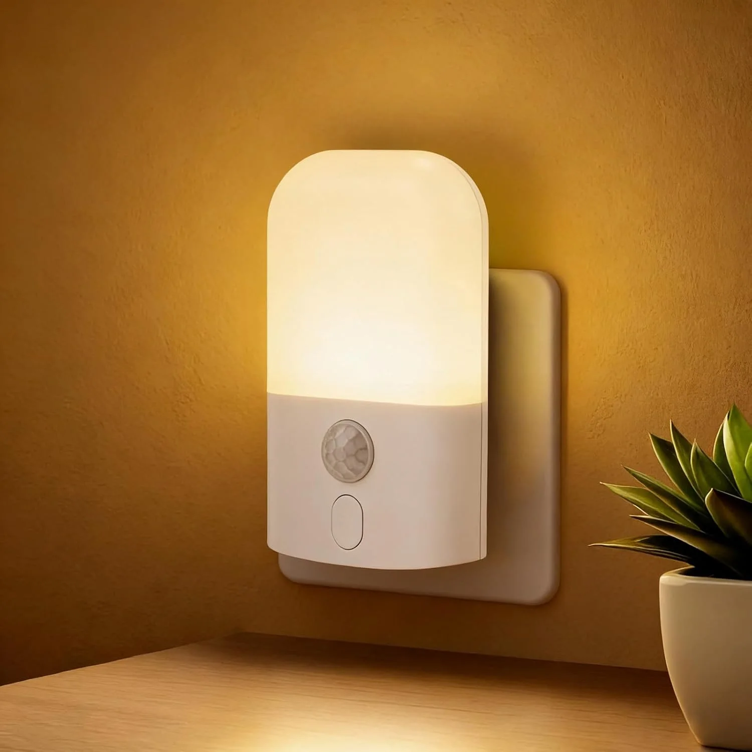 Luce notturna plug-in con sensore di movimento, 5 livelli di luminosità regolabili, lampada plug-in per la cameretta dei bambini, scale, corridoio, ca