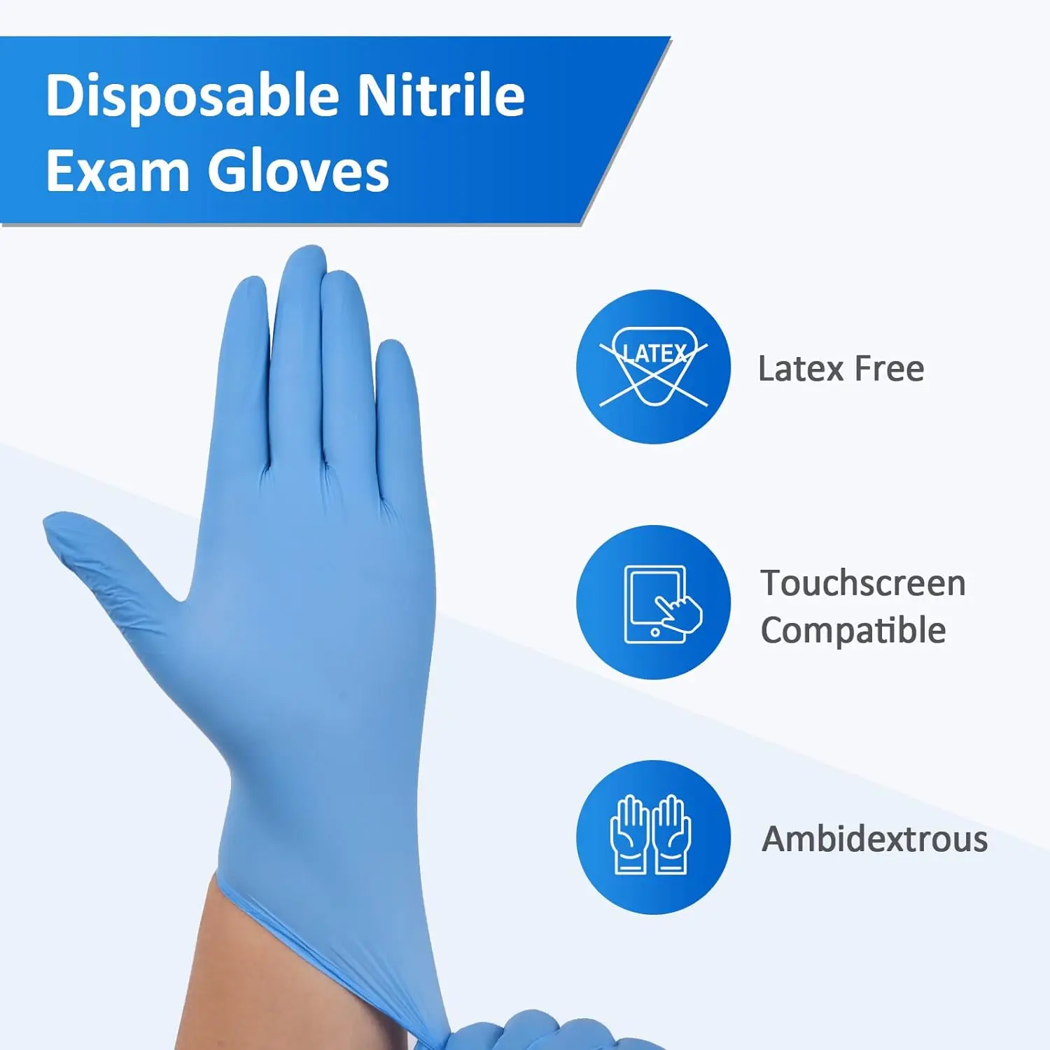 400PCS Schneider Nitrile Exam Gloves Blue Powder-Free Latex-Free for Medical Exam Cleaning and Food Prep Non-Sterile