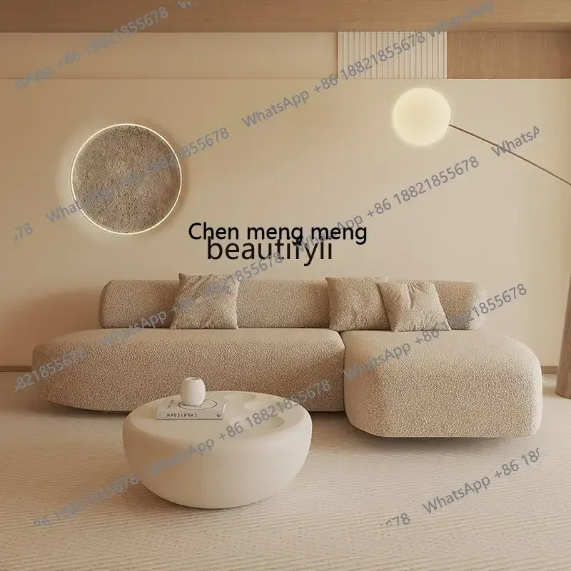 cc1820Italian Minimalist Sofa Large Apartment Living Room Lambswool Fabric Modern Light Luxury U-Shaped New living room furnitur
