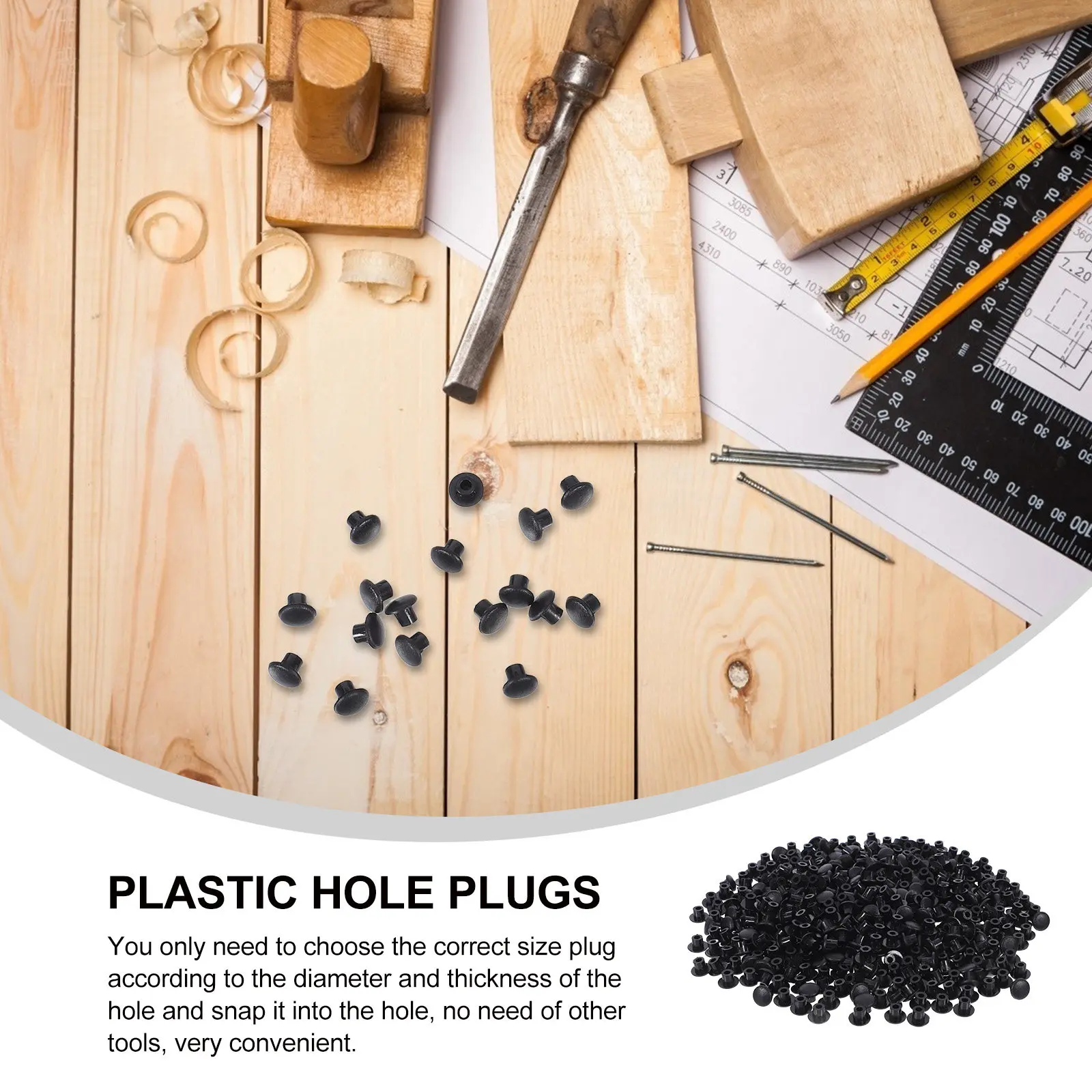500Pcs Plastic Screw Hole Plugs Round Covers for Furniture Cabinets Tables Chairs Shelves Drill Holes Protection