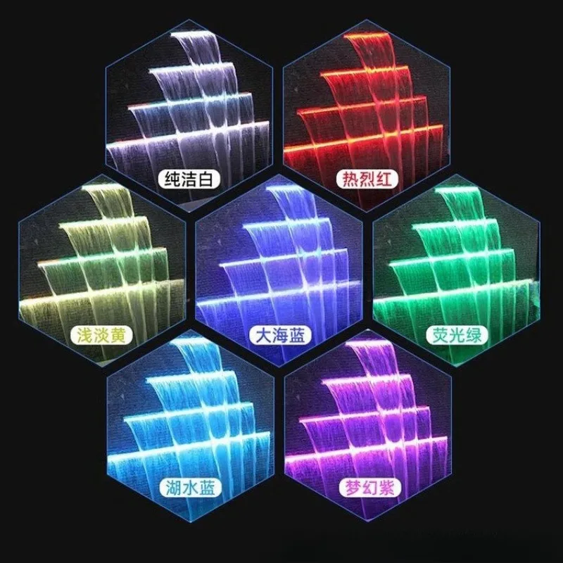 Villa, Outdoor, Swimming Pool LED Colorful Waterfall, Waterfall Light, Beautiful, Water Feature,  Garden Community
