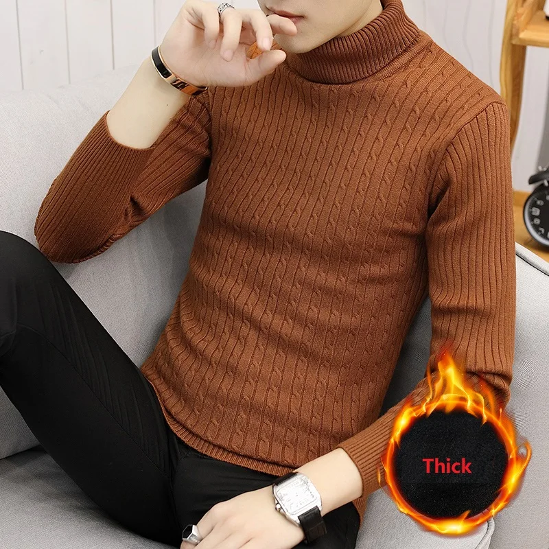 

Men's Thick Warm Winter Turtleneck Sweater Winter Casual Men's Knitted Sweater Keep Warm Fitness Men Pullovers