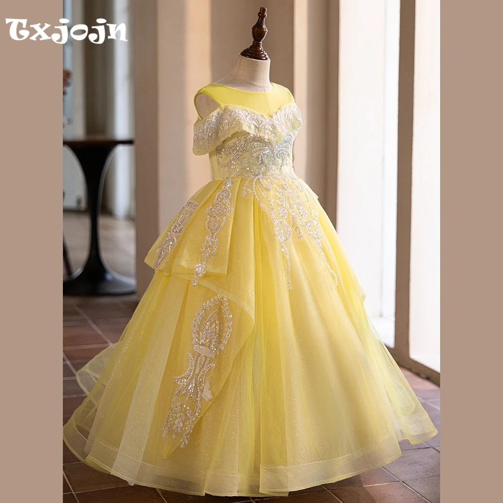 Light Luxury Girl's Ball Gown Flower Girl New Christmas Princess Dress Child Performance Vestido Birthday Party Clothes 3-16Y