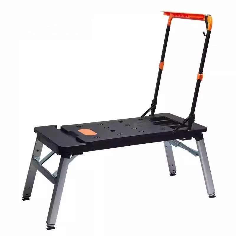 Mobile platform ladder for auto repair, multifunctional work bench/stool, stainless steel DIY console cart, scaffolding.