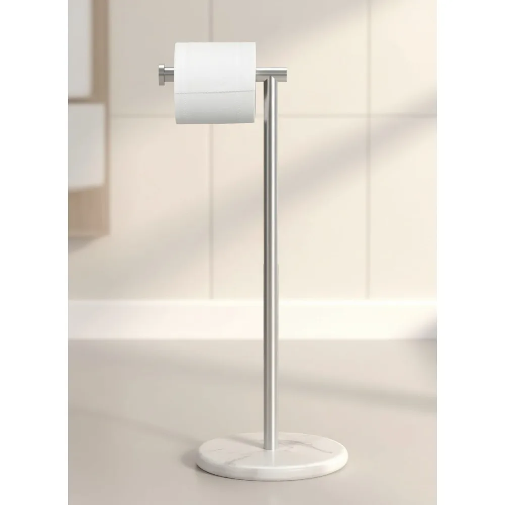 

Freestanding Toilet Paper Holder Stand with Natural Marble Base, Rustproof Stainless Steel for Modern Bathroom