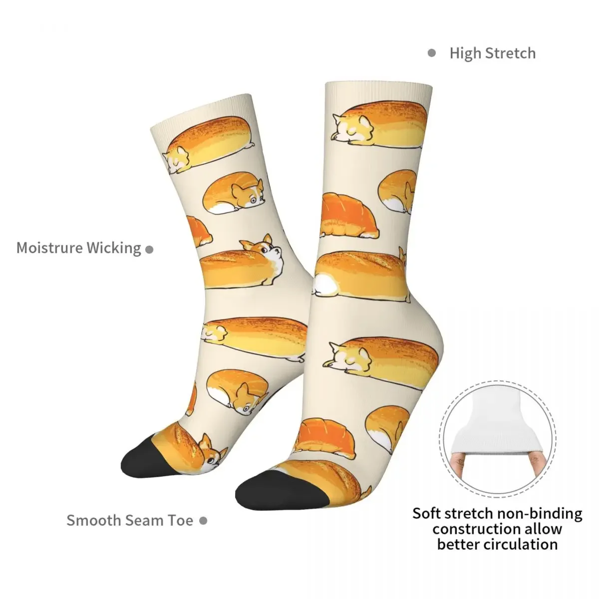 Bread Corgis Socks Harajuku High Quality Stockings All Season Long Socks Accessories for Unisex Birthday Present