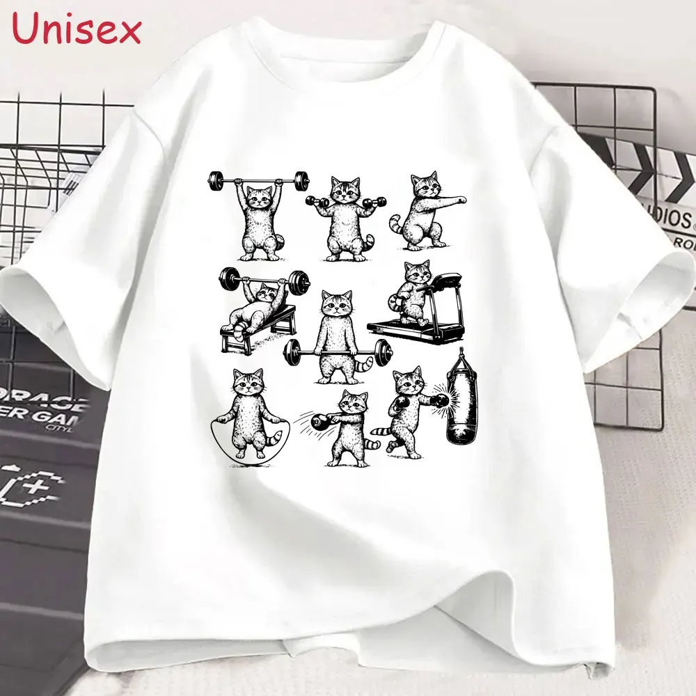 

Workout Fitness Gym Funny Cat Lovers Meme T-shirt Men's Women Fashion Humor Harajuku T Shirt Cotton Casual Oversized T-shirts