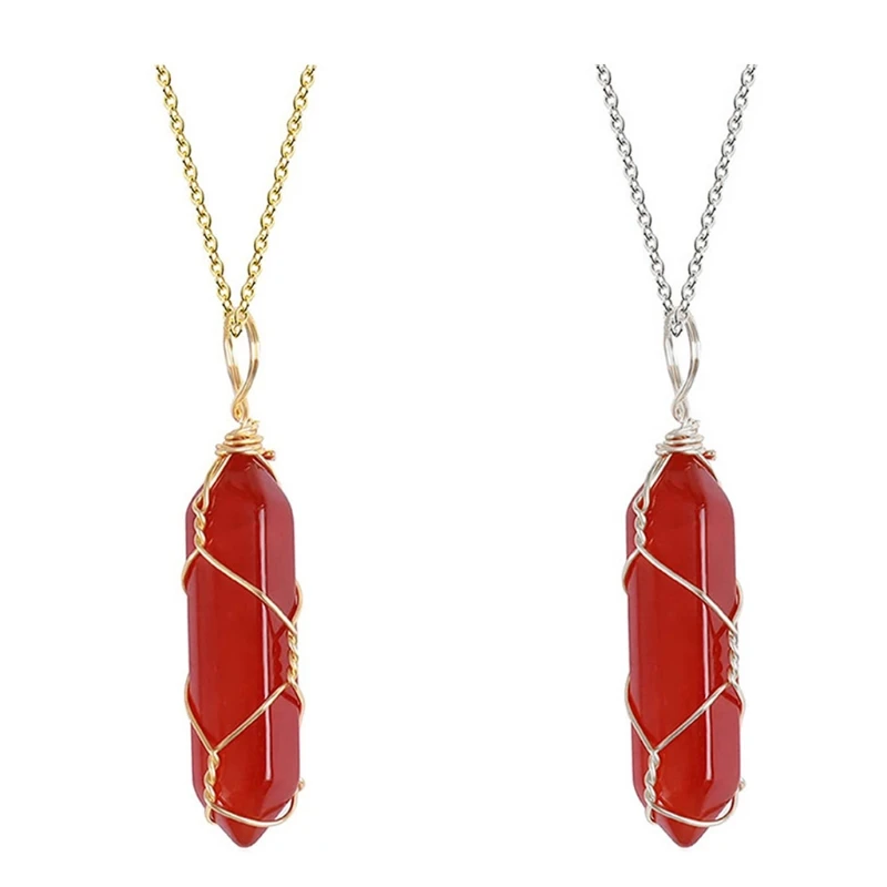 Carnelian Necklace Crystal Hexagonal Prisms Pendant Jewelry Decorations