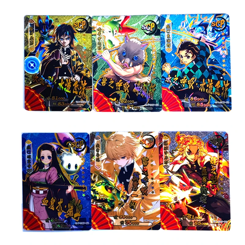 Demon Slayer SCP Cards Anime Kamado Nezuko Kamado Tanjirou Tomioka Giyuu Agatsuma Zenitsu Playing Game Cartas Christmas Gift