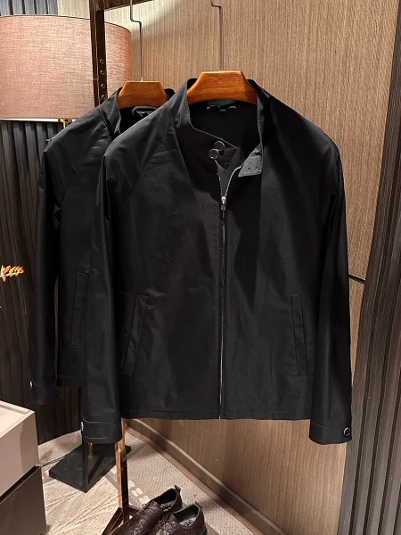Premium Quality Men's Pure Color Stand Collar Jacket Outerwear Sorona Fabric Spring Fashion New Style Versatile Matching