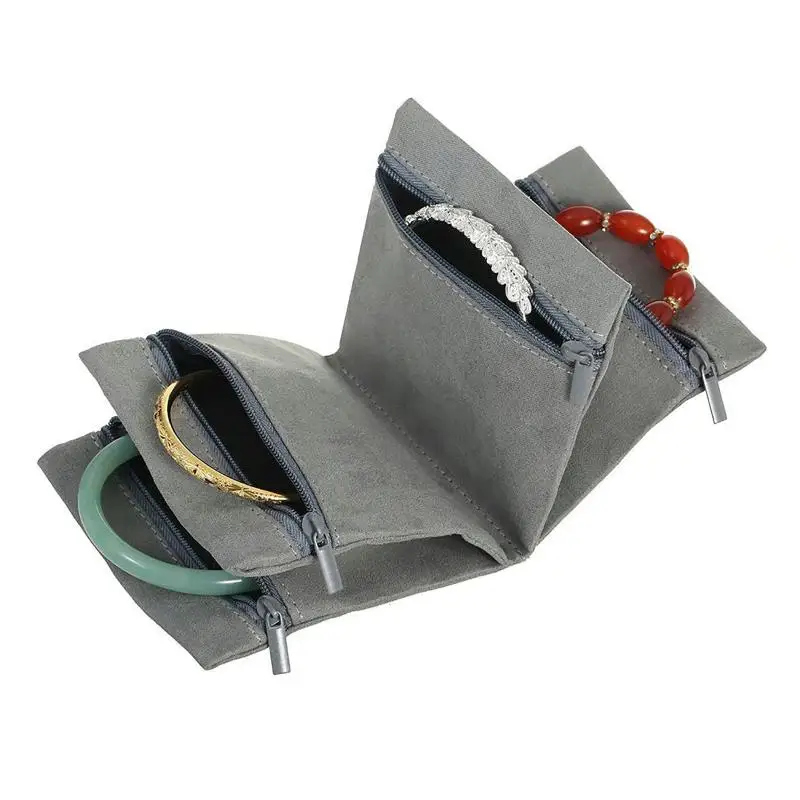 

Travel Jewelry Storage Bag Soft Lining Multiple Compartments Waterproof Zipper Delicate Pouch for Women Daily Use Gift