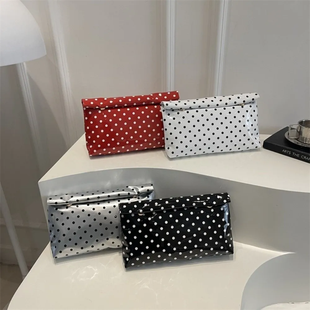 Polka Dot Pattern Envelope Clutch Bag Fold Over Design Large Capacity Fold Over Hand Purse Compact Size Large Capacity Bag