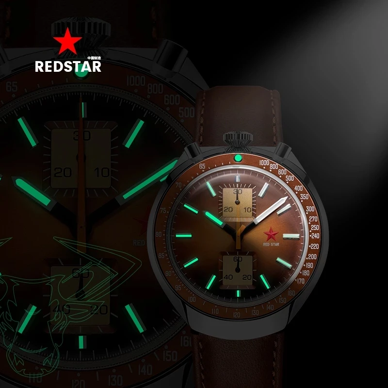 RED STAR 1963 Chronogaph 42mm Men Super Luminous Mechanical Man Watch 21 Zuan Clock Pilot Wristwatches Original ST1901 Movement