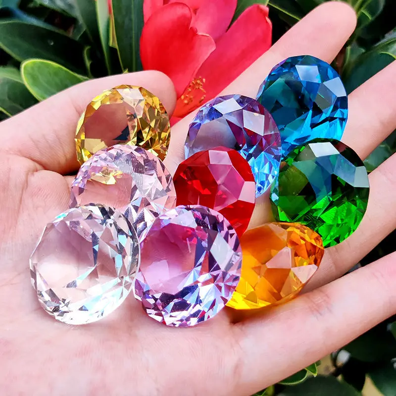 10pcs 25mm Crystal Diamond Multicolor,Home Decor Wedding Decorations for Kid Birthday Table Setting, Diamond Shaped Paperweight